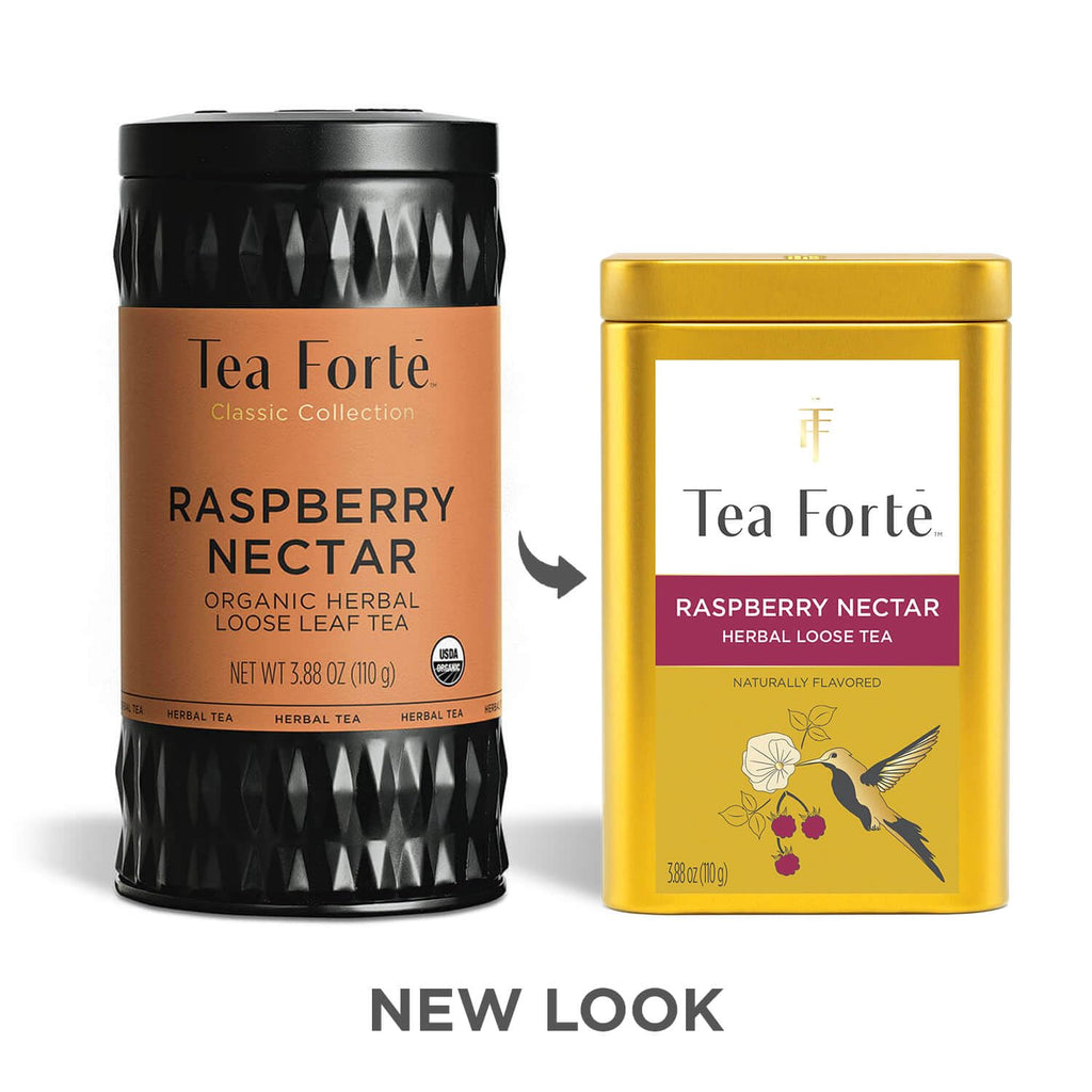 Tea Forte Raspberry Nectar Premium Loose Leaf Caffeine-Free Herbal Tea Blend Canister, Makes 35-50 Cups
