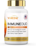 Vitamin K2 with D3 Supplement Non-GMO Formula 125 mcg Vitamin D3 & 100 mcg K2 (MK-7) Easy to Swallow D & K Complex, 60 Capsules