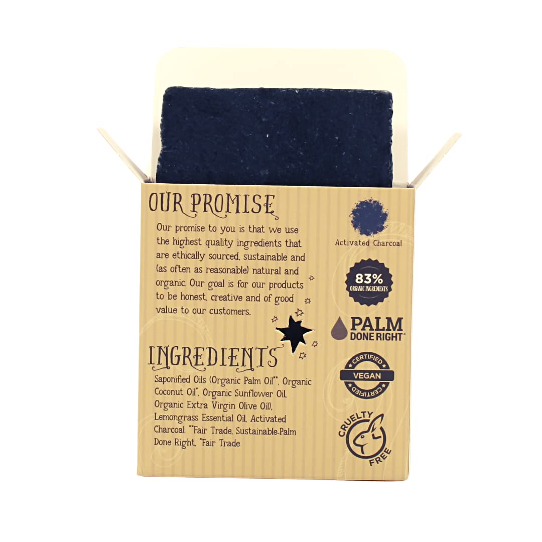 Varina Organic Lemongrass Soap - Charcoal Bar Soap - Gentle Cleansing for Sensitive Skin, Herbal and Mint - 3 Pack - Natural Charcoal Soap