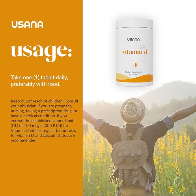 USANA Vitamin D Maximum-Strength 2,000 IU Vitamin D Supplement to Support an Already Healthy Immune System* - 84 Tablets