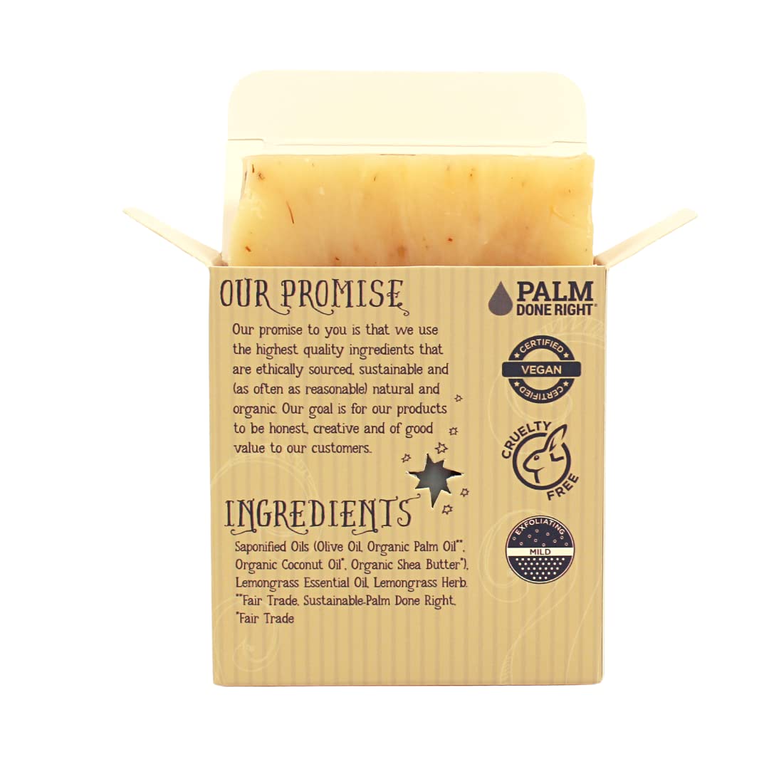 Varina Organic Lemongrass Bar Soap - Gentle Cleansing for Sensitive Skin, Herbal and Mint - 3 Pack