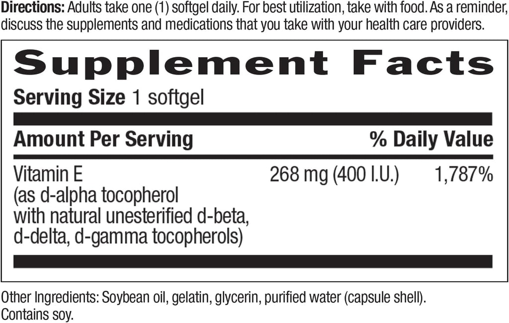 Country Life Vitamin E-Complex 400 IU – Natural Mixed Tocopherols – Antioxidant & Immune Support – Promotes Skin Health & Fights Oxidative Stress – Certified Gluten-Free – 90 Softgels