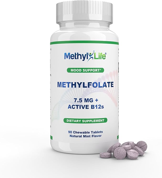 Methyl-Life Pure L-Methylfolate 7.5mg, 3 Months Supply. Pharmaceutical Grade, Professional Strength Active Methyl folate & B12 (as Both Hydroxy B12 and Adenosylcobalamin). Non-GMO. Gluten Free