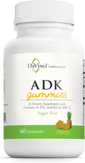 DAVINCI Labs ADK Gummies - Helps Support Bone Health & Immune Response* - Multivitamin Gummy with Vitamins A, D3 & MK-7 - Vegetarian, Gluten Free, Soy Free - Pineapple Flavor - 60 Gummies