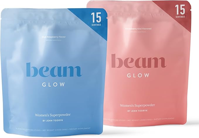 Beam Glow, Hormone Balance for Women, Thyroid Support for Women, Natural Hormone Support Powder with Selenium and Bromelain, PMS Relief, Energy, Hair Skin & Nails, Vegan, No Sugar, 15 Servings