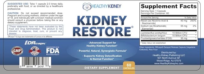 Kidney Cleanse Detox & Repair - Formulated by Kidney Health Expert Living w/Transplant - US Made Kidneys Support Supplement, Detox, Flush - Renal Vitamins 60 Capsules