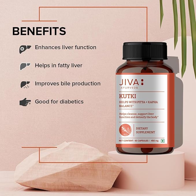 Jiva Ayurveda Kutki Capsules | Traditional Ayurvedic Herbal Supplement | Supports Daily Wellness & Balance | 60 Capsules