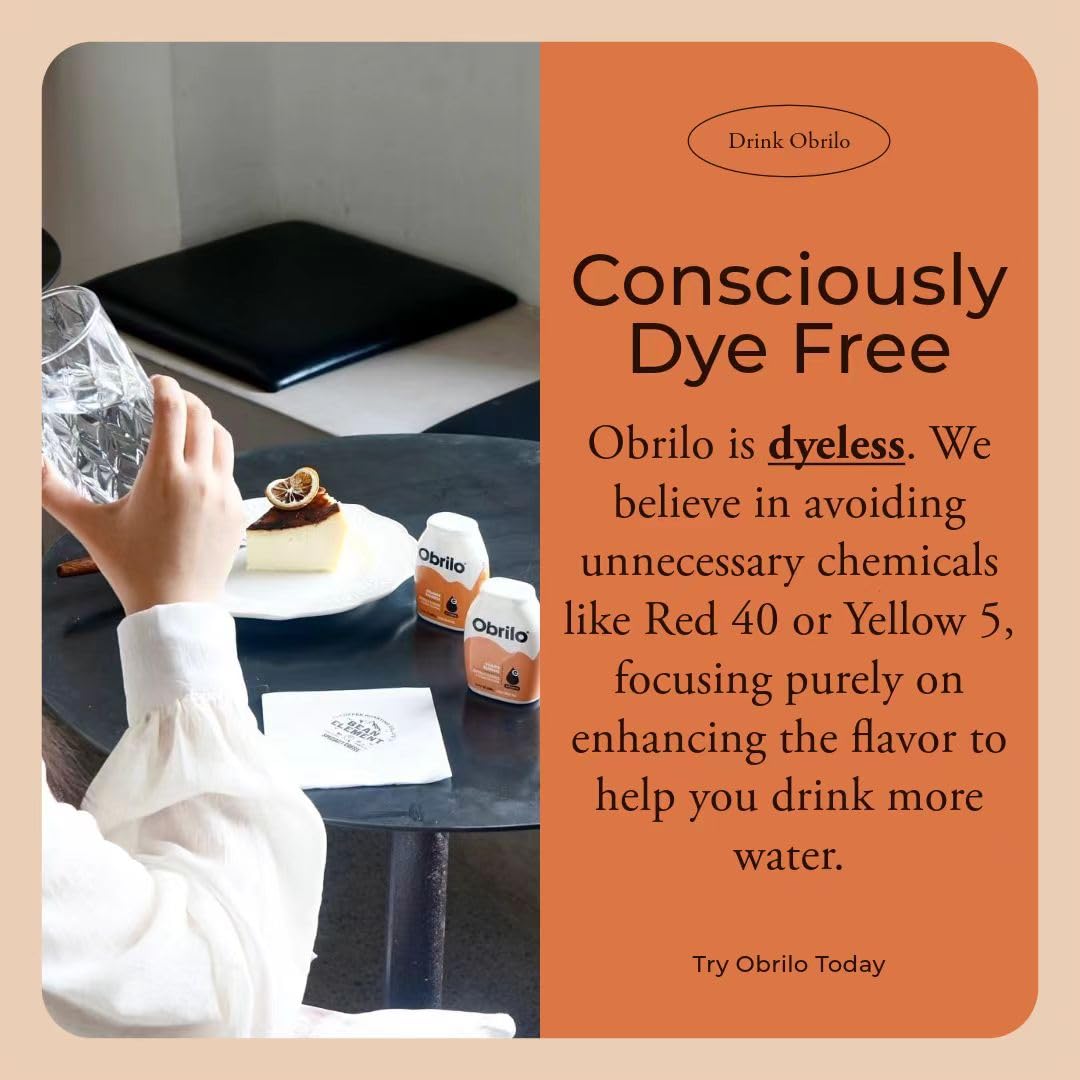 Obrilo Performance Energy Dye Free Water Enhancer - L-Theanine + Taurine + Vitamin Complex + Ginseng + Guarana Seed, 2.0 Fl. Oz. x 2 Bottles (Electric Lemonade)