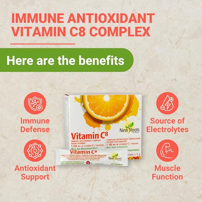 Vitamin C8 Powder Immune Support (30 Sachets) Delicious drink with 8 Different Forms of Vitamin C, Electrolytes, Bioflavonoids & Green Tea for Maximum Absorption & Antioxidant Defense