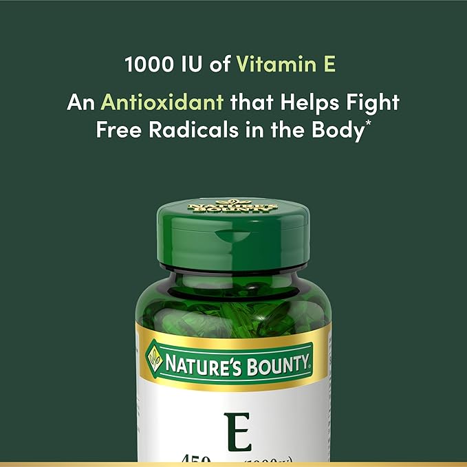 Nature's Bounty Vitamin E 1000 IU Softgels, Supports Antioxidant Health & Immune System, 1 Serving per Day, No Gluten, 60 Softgels (Pack of 1)