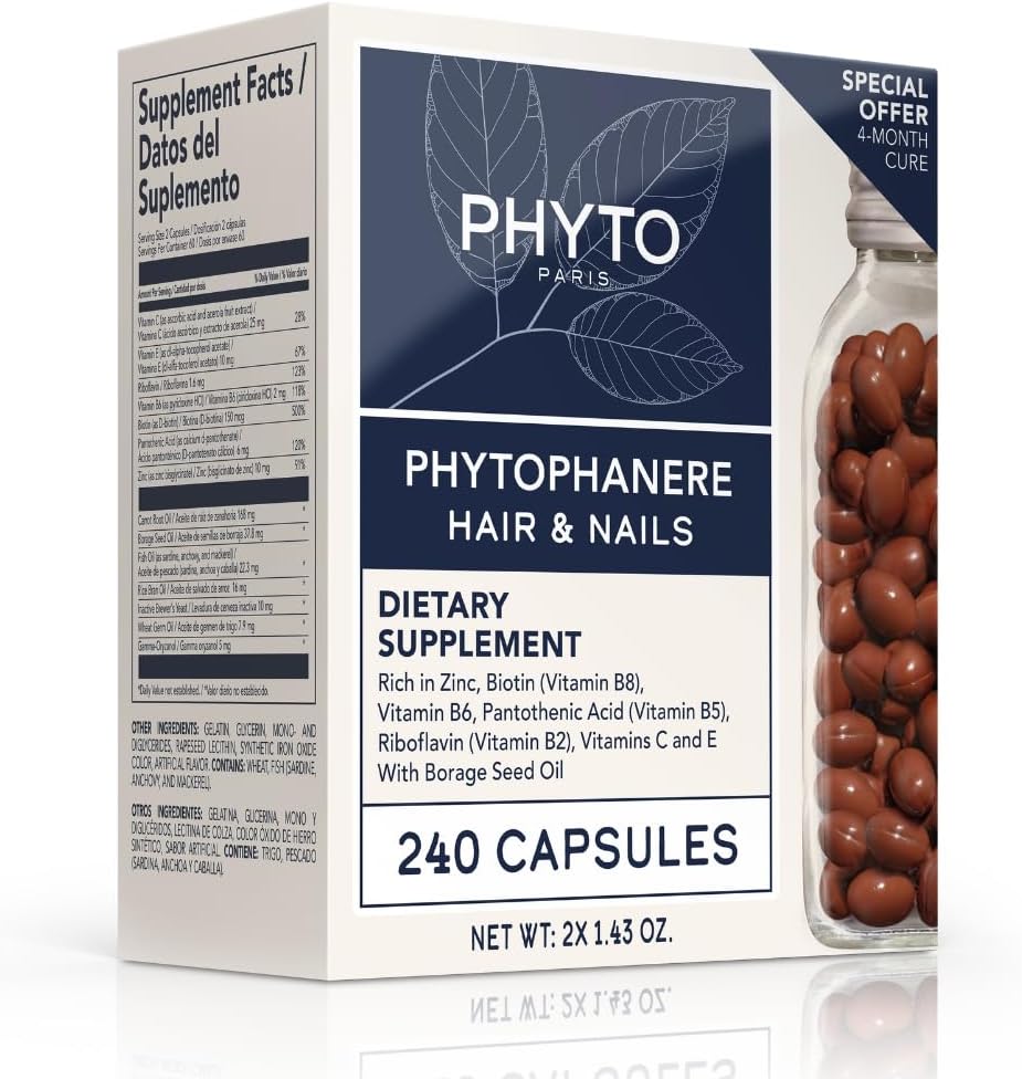 PHYTO Phytophanère 100% Natural Hair Loss Thinning Dietary Supplement, 4-Month Supply