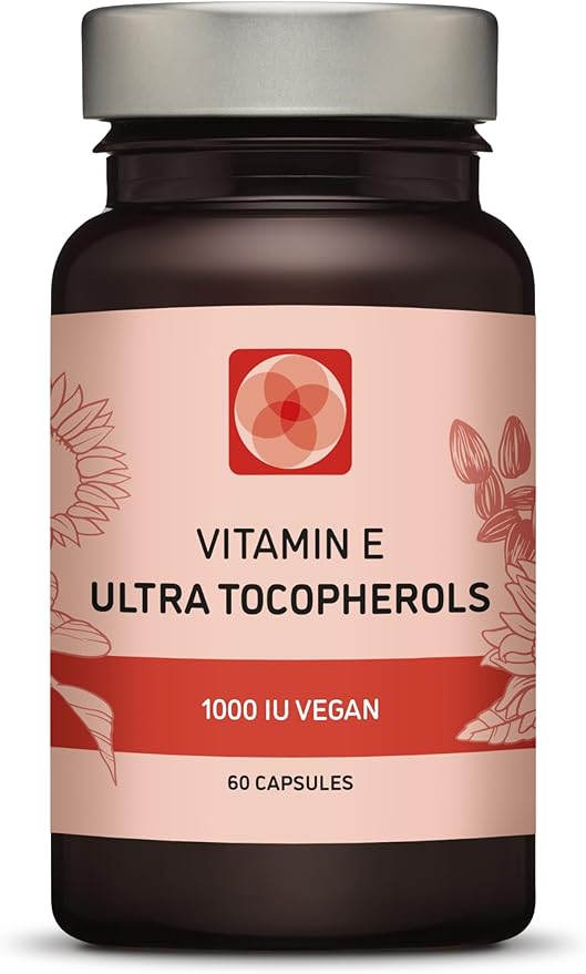 Vitamin E 1000 IU Ultra Tocopherol 450mg Vitamin E Vegan – All 4 Tocopherols - Alpha Tocopherol + Beta Tocopherol + Gamma Tocopherol + Delta Tocopherol– Unique d Alpha (60)