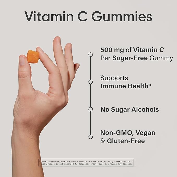 Sports Research­® Vitamin C Gummies | 500 mg Vitamin C | Sugar Free, Gelatin Free, Vegan Certified & Non-GMO Tested | Immune & Antioxidant Support 60 Gummies