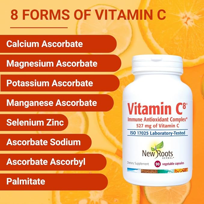 Vitamin C8 + Zinc Supplement for Higest Absorption (90 Capsules) | 527mg per Portion | 8 Buffered Sources of Vitamin C with Bioflavonoids, Green Tea & Quercetin for Stronger Defense | 3 months Supply