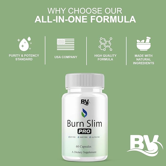 BLUE VIBE Burn Slim Pro Capsules, BurnSlim Advanced Maximum Strength Overall Health & Wellness Support Supplement, Burn Slim Premium All Natural Daily Health Support Formula (2 Pack - 120 Capsules)
