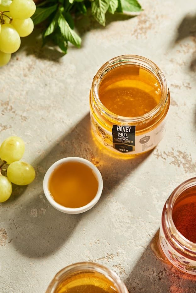 HONIGMA® Raw Sunflowers Honey | Exquisite Taste | 100% Pure | Unpasteurized | Unfiltered | Partially crystallized | 250g/8.8oz