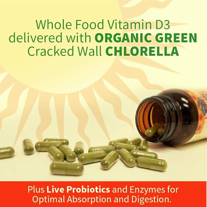 Garden of Life Vitamin D, Vitamin Code Raw D3, Vitamin D 2,000 IU, Raw Whole Food D3 Supplements with Chlorella, Fruit, Veggies & Probiotics for Bone & Immune Health, 60 Vegetarian Capsules