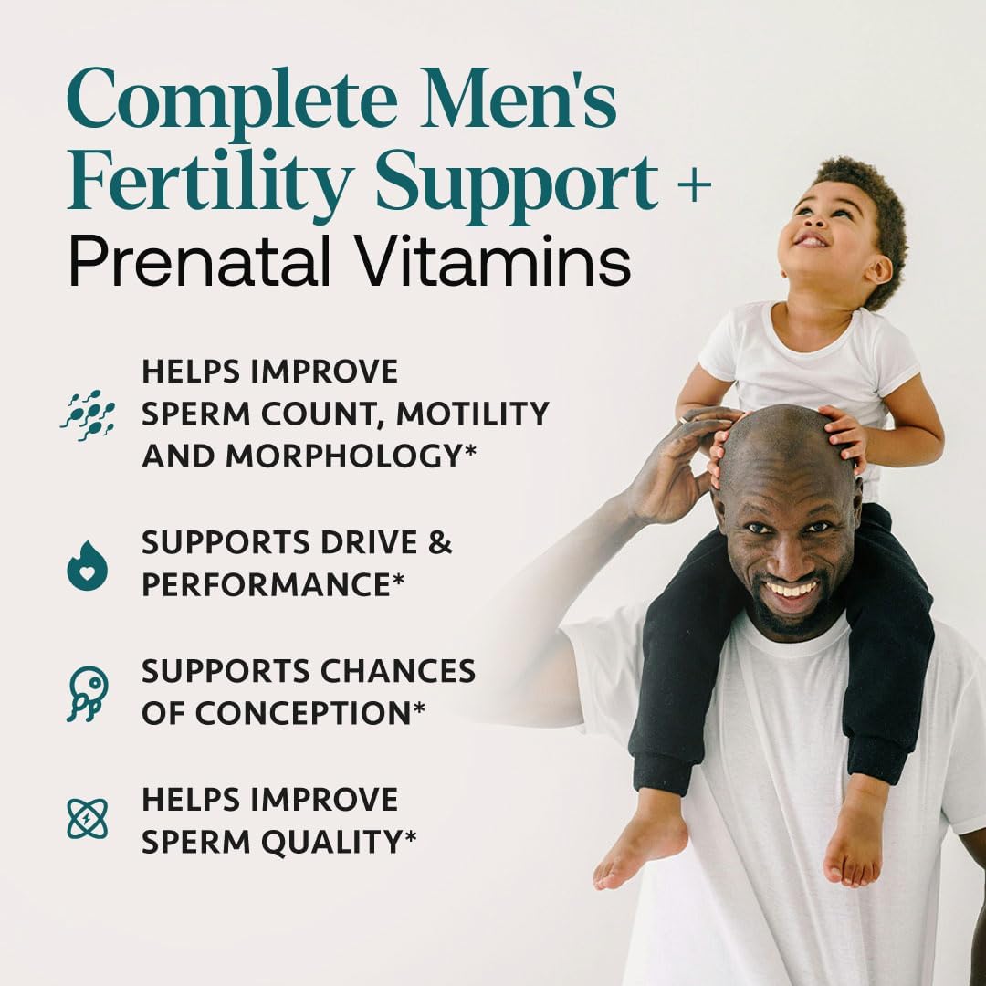 Osh Wellness Men's Fertility Support & Prenatal Vitamins, Ayurvedic support for Conception, Sperm Count, Motility & Volume - With Ashwagandha, Maca, CoQ10, Zinc (Pack of 1, Men Fertility Support)