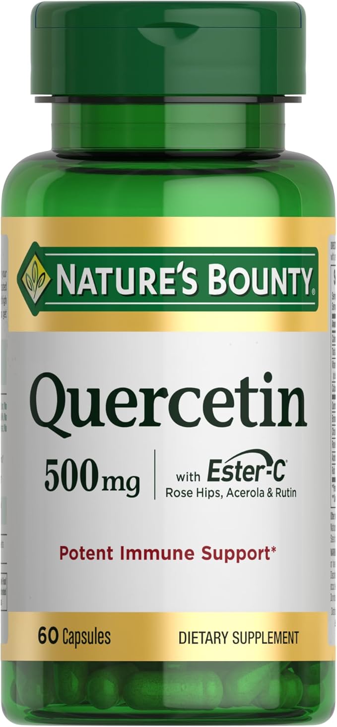 Nature’s Bounty Quercetin, Immune Support, 500mg, With Vitamin C, Rose Hips, & Rutin, 60 count