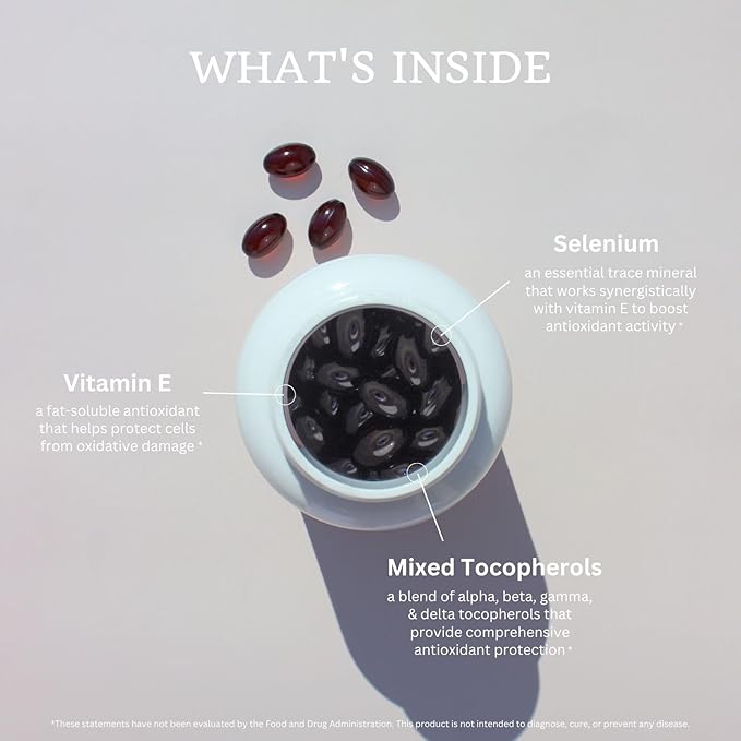 VTC VitaTradingCo. Vitamin E + Mixed Tocopherols | 400 IU Vitamin E | with Selenium & D-Alpha | Powerful Antioxidant | Skin, Heart, & Immune Support | 100 Softgels