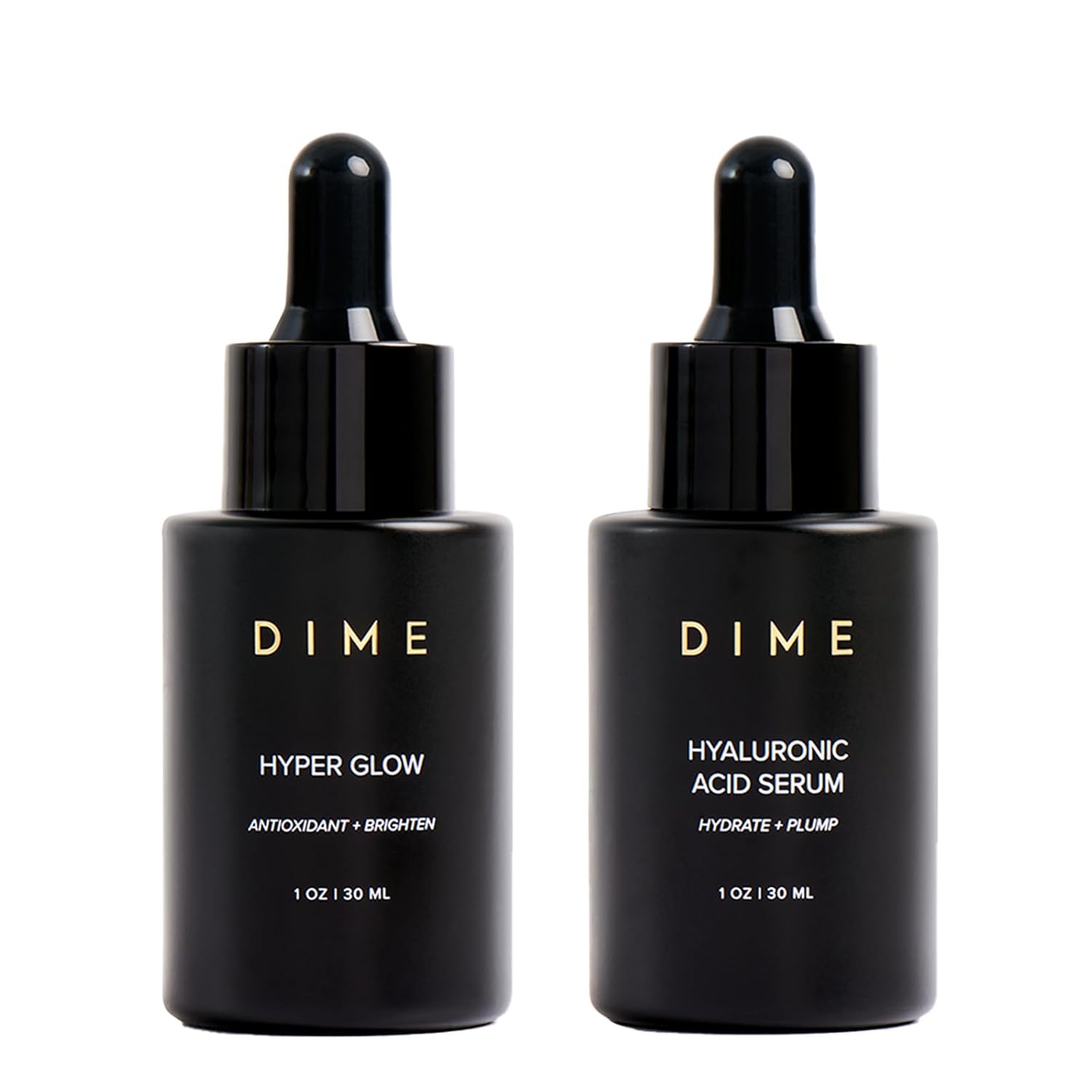 DIME Beauty Serum Set ($64 Value) - Includes Hyaluronic Acid + Hyper Glow Serum (30 ml Each)