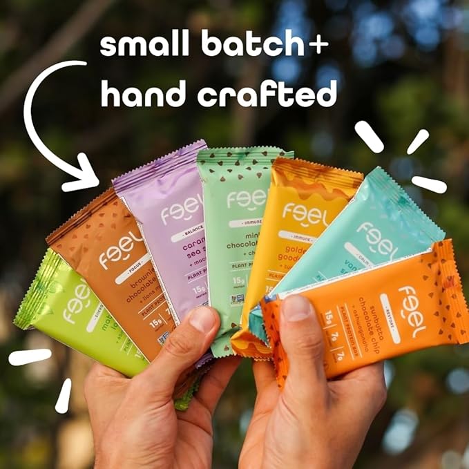 Feel Vegan Protein Bars | Golden Goodness | Keto | Gluten Free | Organic | Turmeric | 15g Protein | Low Carb | Dairy Free | Grain Free | Nut Free | Soy Free | Non GMO - 10 Pack