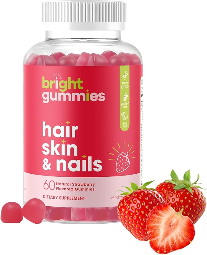 Hair Growth Gummies with Biotin 5000mcg + Vitamins C, E & Zinc - Helps Prevent Hair Thinning & Loss - Stronger Hair, Skin & Nails - Vegan, Non-GMO - 60 Strawberry Gummies for Women & Men