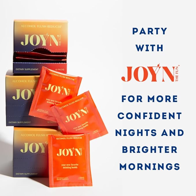 JOYN Supplement for Alcohol Flush Prevention, Detox, Liver Support, Asian Glow Relief | Feel Better Before & After Drinking | Vitamin with DHM, Milk Thistle, Glutathione, Vitamin B12 | 10 Servings