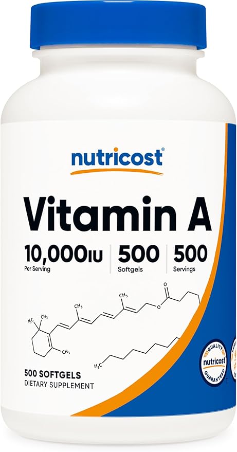Nutricost Vitamin A 10,000 IU, 500 Softgels (3 Bottles)
