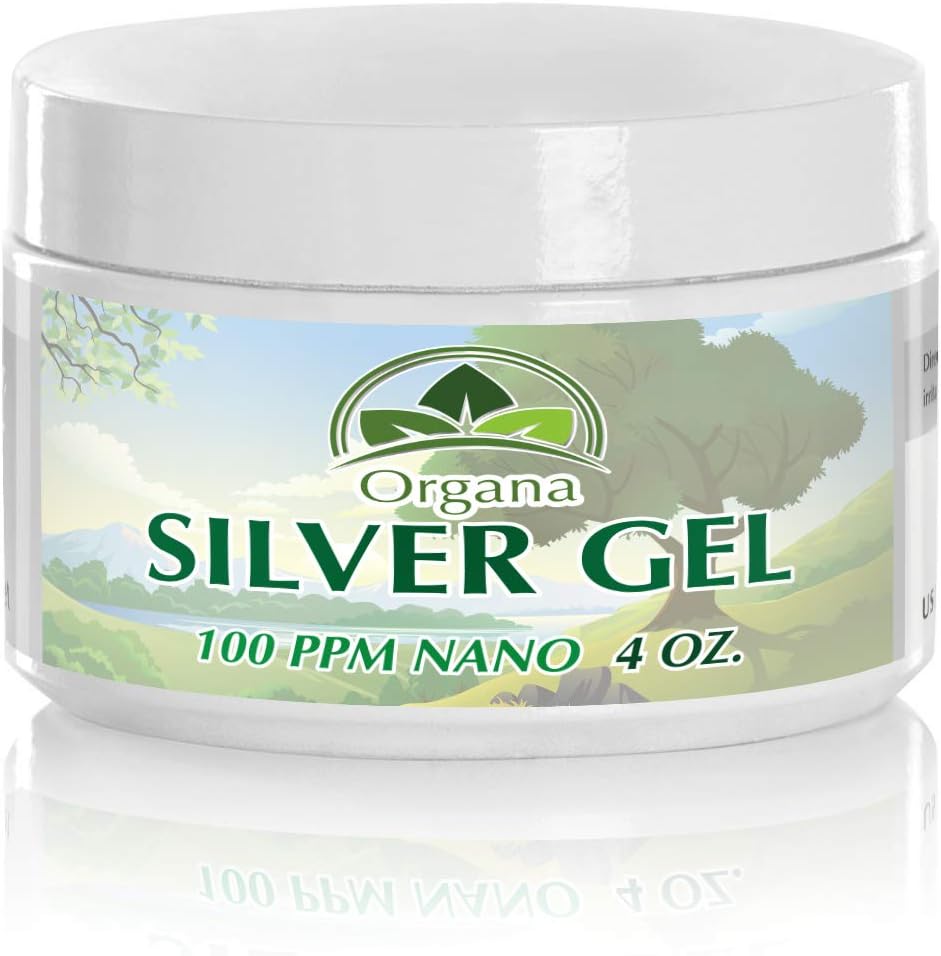 Organa Nano Silver Gel - Advanced Colloidal Silver Skin Cream - Wound Care & First Aid Gel Soothing Topical Ointment for Burns, Razor Burn and Sunburn Irritations - Unscented 4 Oz Jar
