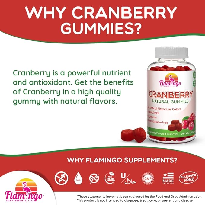 Cranberry Gummies 1000 mg - Cranberry Supplement Alternative to Cranberry Pills or Juice for Women, Men, Kids. Cranberry for Urinary Tract Health, UTI Relief- Vegan, Halal, Kosher Chews- 60 Gummies