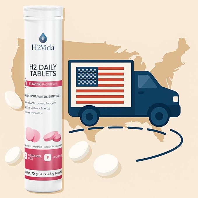 Hydrogen Water Tablets – Magnesium Supplement for Energy, Detox, Hydration & Focus – Energy Booster – 1Pack Raspberry Flavored 20 Tablets