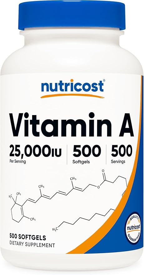 Nutricost Vitamin A 25000 IU, 500 Softgels, Non-GMO, Gluten Free