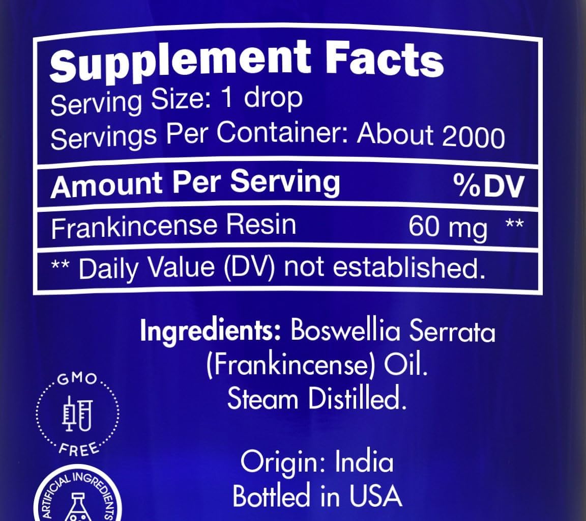 Frankincense Essential Oil, Supplement, for Face – 100% Pure, Frankincense, Resin, Oil, Boswellia Serrata, Edible, by Zongle Therapeutics, 4 OZ