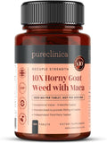 pureclinica 10X Horny Goat Weed & Maca Extract 6250mg x 180 Tablets (6 Months Supply) -10 X More Icariins - w/5mg Black Pepper Extract for 300% Increased Absorption