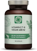 Vitamin E - All 8 Tocopherols + Tocotrienols 400 IU Vegan - Alpha Tocopherol/Tocotrienol + Beta Tocopherol/Tocotrienol + Gamma Tocopherol/Tocotrienol + Delta Tocopherol/Tocotrienol (180)