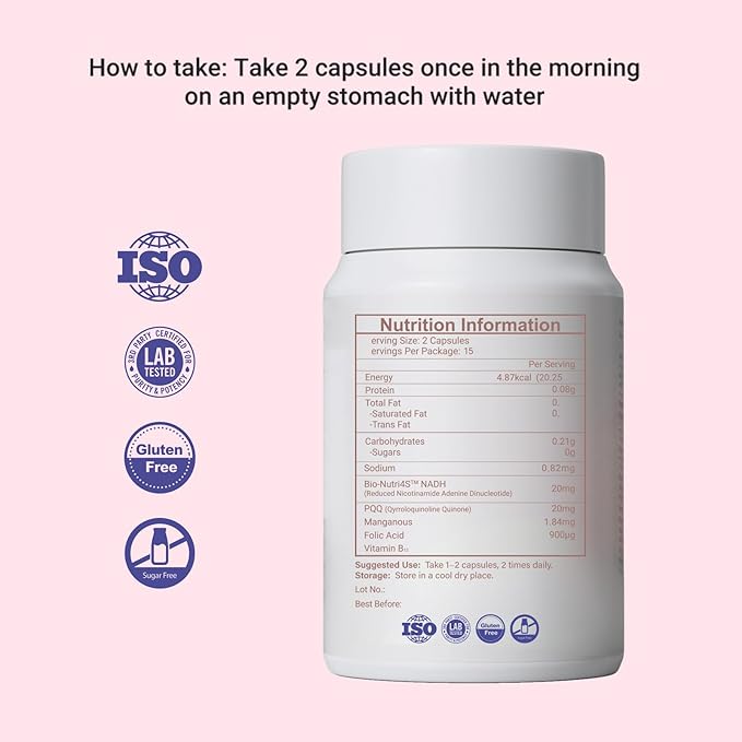 CELFULL Inositol Supplement,Myo-Inositol & D-Chiro Inositol Blend with NADH & PQQ and Folate - Ideal 40:1 Ratio - Hormone Balance & Healthy Ovarian Support for Women,Vitamin B8