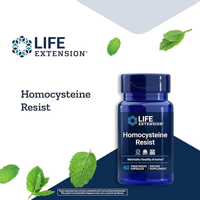 Life Extension Homocysteine Resist, 60 Vegetarian Capsules (Pack of 2) Vitamin B2, B6 & B12 + Folate - Once-Daily, Non-GMO, Gluten-Free