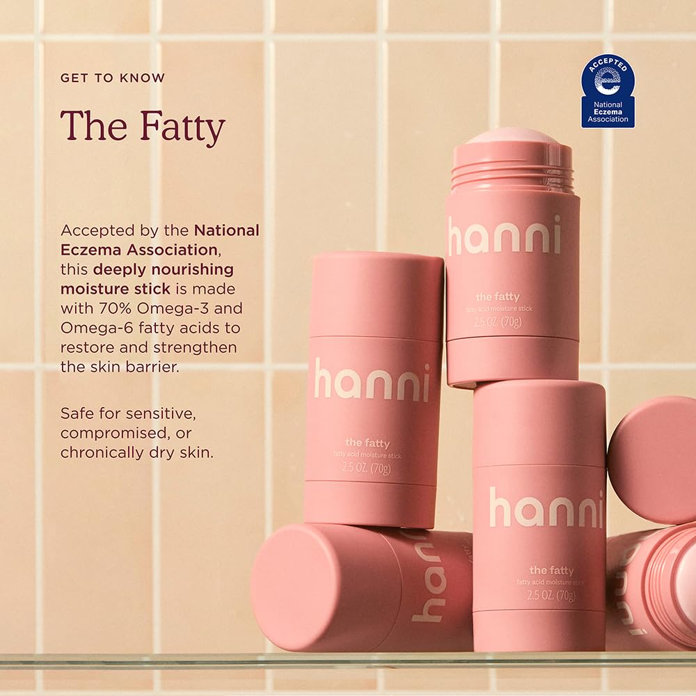 HANNI Fatty Body Moisturizer Stick with Fatty Acids, Travel Size Friendly Solid Lotion for Plumping and Hydration, Fragrance-Free and Safe for Sensitive Skin, 2.5 oz (Pack of 2)