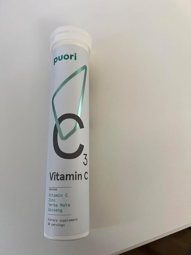 Puori C3 Vitamin C Supplement for Immune and Antioxidant Support - 20 Servings x 2 Packs - Vitamin C, Zinc, Yerba Mate, Ginseng Helps Fight Fatigue and Supports Cognitive Function