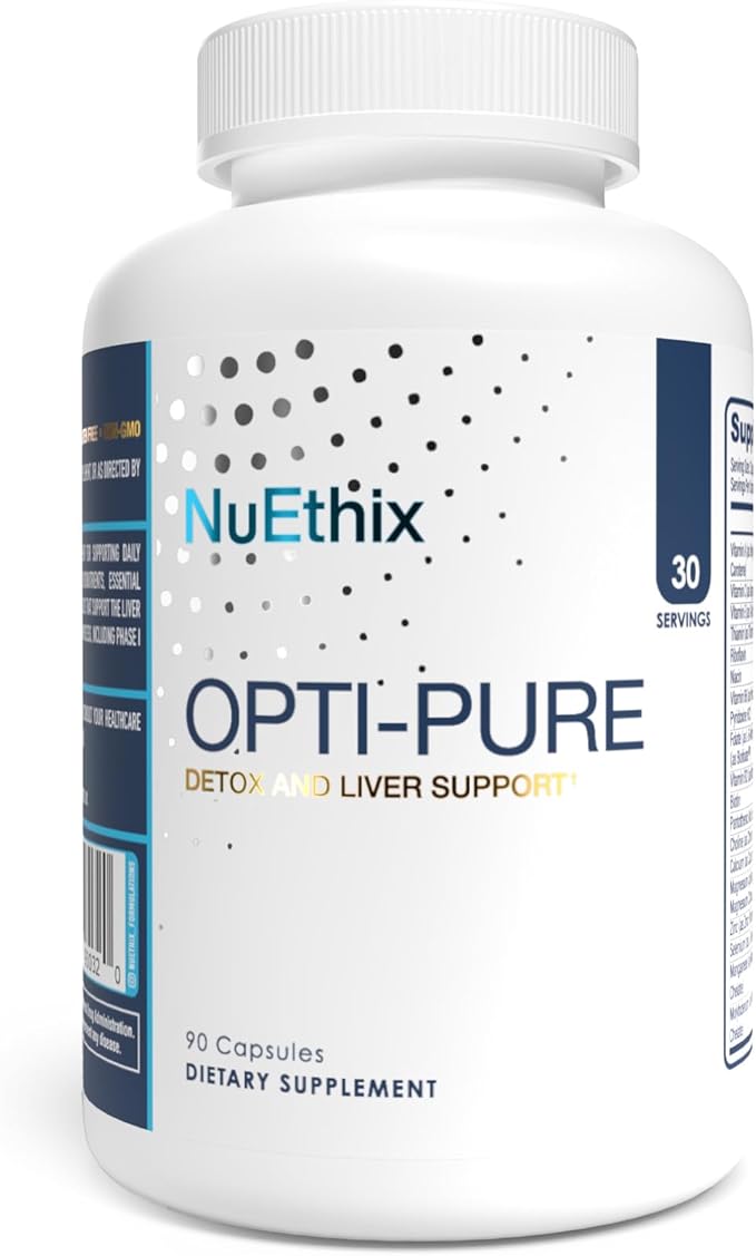 NuEthix Formulations Opti-Pure, Daily Nutritional Support for Detoxification Supplement, Supports Liver Function and Elimination of Toxins, 30 Serving Bottle
