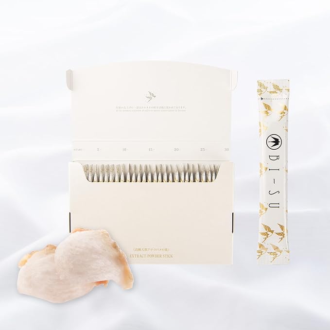 BI-SU Extract Powder Stick | with Natural Swiftlet Nests Extract, Collagen Peptides, Sialic Acid, Nourishes Skin, Body, Anti-Aging Japanese Beauty, Healthy Supplement, 30 PCS, 3.92kcal, 1g per Sachet