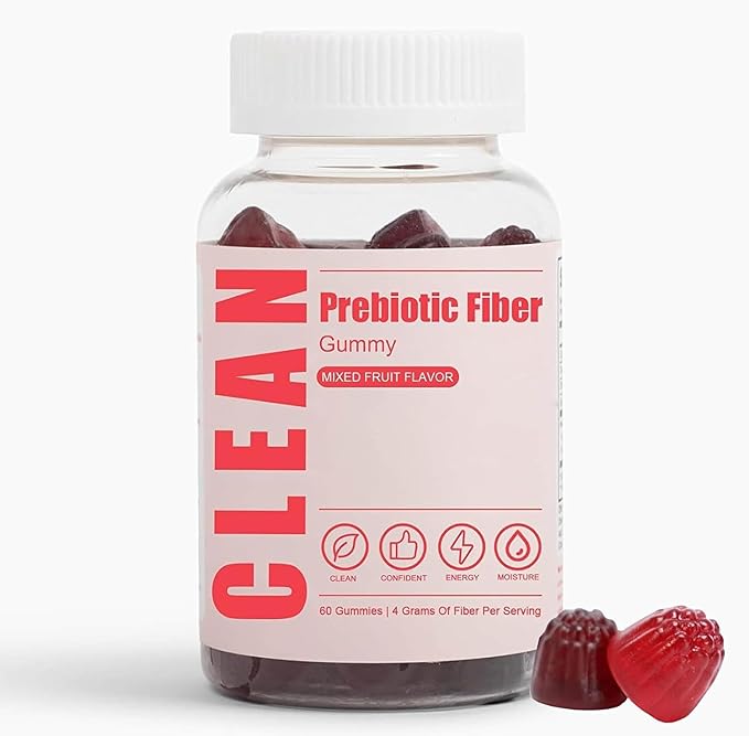 Clean Fiber Gummies for Men, Clean Prebiotic Fiber Gummy Supplement, Digestive Gut Health 60 Gummies