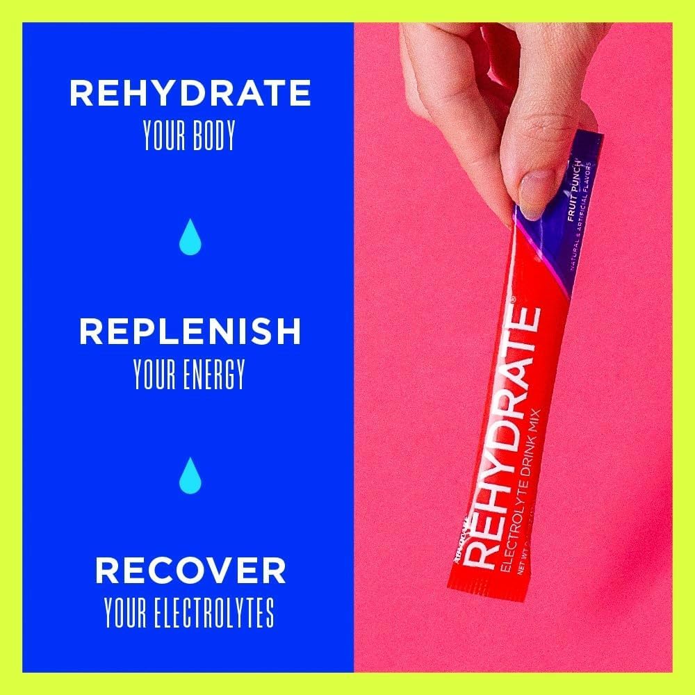 AdvoCare Rehydrate - Electrolyte Drink Mix - Includes Magnesium, Sodium, Potassium & Calcium - Antioxidant & Amino Acid Fortified - Hydration & Recovery - Fruit Punch, 15 Stick Packs (6.3 oz)