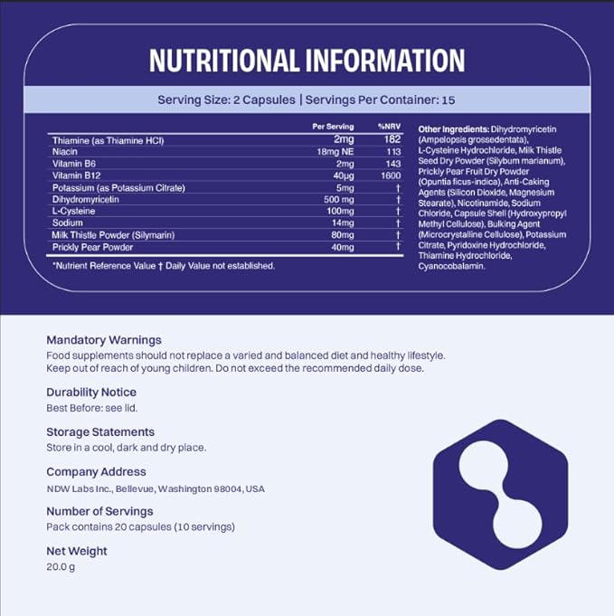 No Days Wasted DHM Detox, 60 Capsules (30 Servings) - Jar - Take During Evening for Better Next Day and Recovery