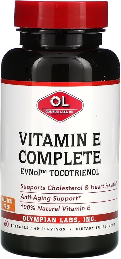 Olympian Labs Vitamin E Complete Tocomin, 200IU 60 Softgels, Fight Free Radicals, Supports Brain, Skin & Hair, 60 Servings