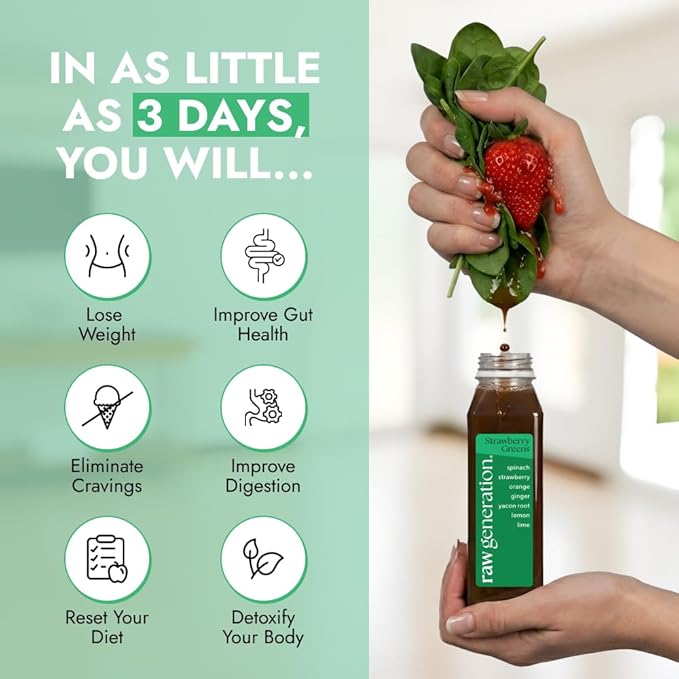 Raw Generation 10-Day Detox Cleanse – 23% Less Sugar Than Other Cleanses | Detox Your Body | Reset Your Diet & Support Weight Loss | Improved Energy | Clearer Skin | Improved Gut Health