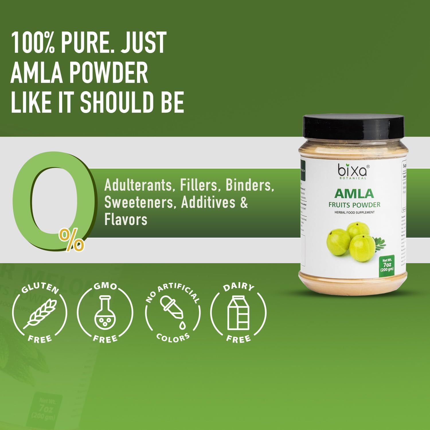 bixa BOTANICAL | Amalaki Amla Berries Powder | Indian Gooseberry | Rich in Natural Vitamin C | Non GMO | Gluten Free | No Preservatives | Skin Glow and Hair Strength Support | 7 oz 200 g