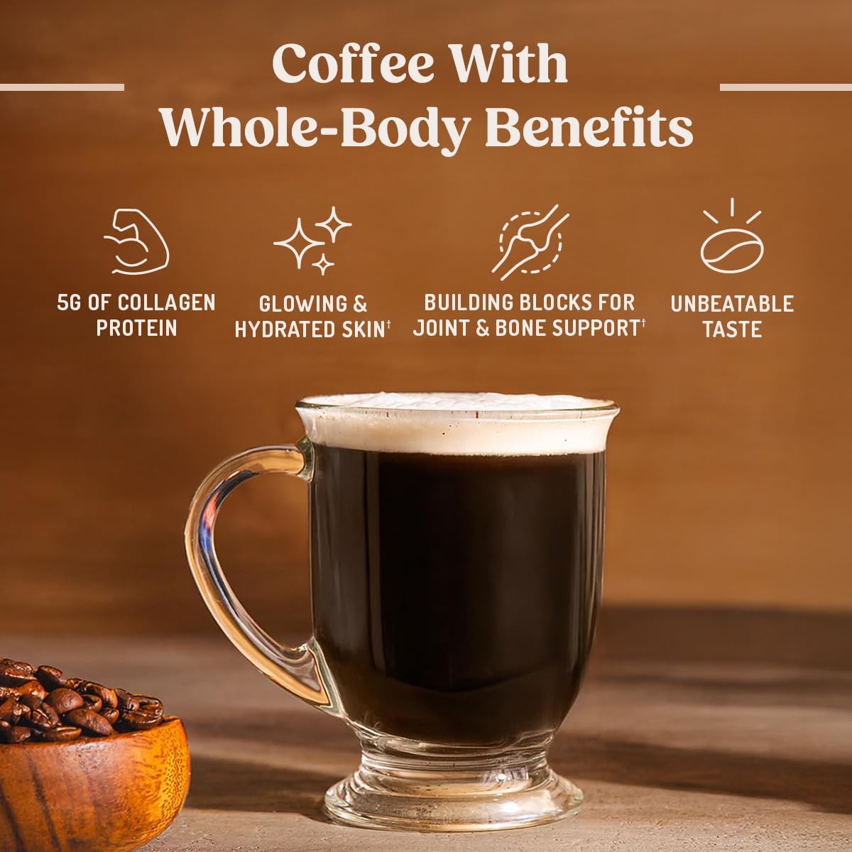 Bulletproof Coffee + Collagen Single-Serve Coffee Pods, 10 Count, 100% Arabica Beans, Clean Coffee Tested for Toxins, Packaging May Vary