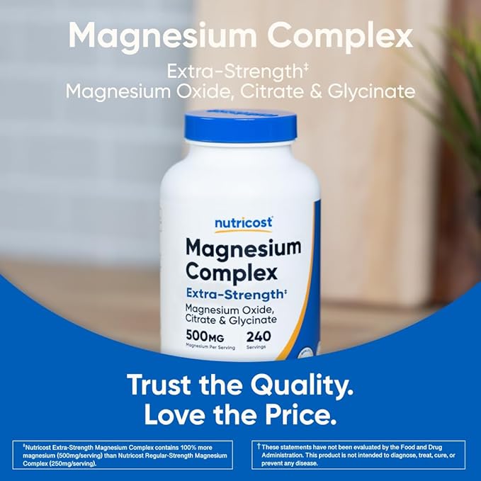 Nutricost Magnesium Complex 500mg, 240 Capsules - Magnesium Oxide, Citrate, and Glycinate - Gluten Free and Non-GMO (Pack of 2)